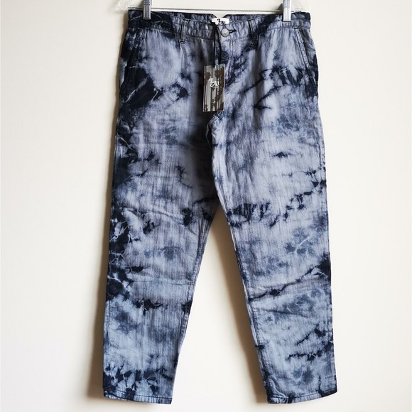 L'agence Tie Dye Boyfriend Pants Blue Tie Dye High Rise Ankle Length Rela New 26 - Picture 4 of 7
